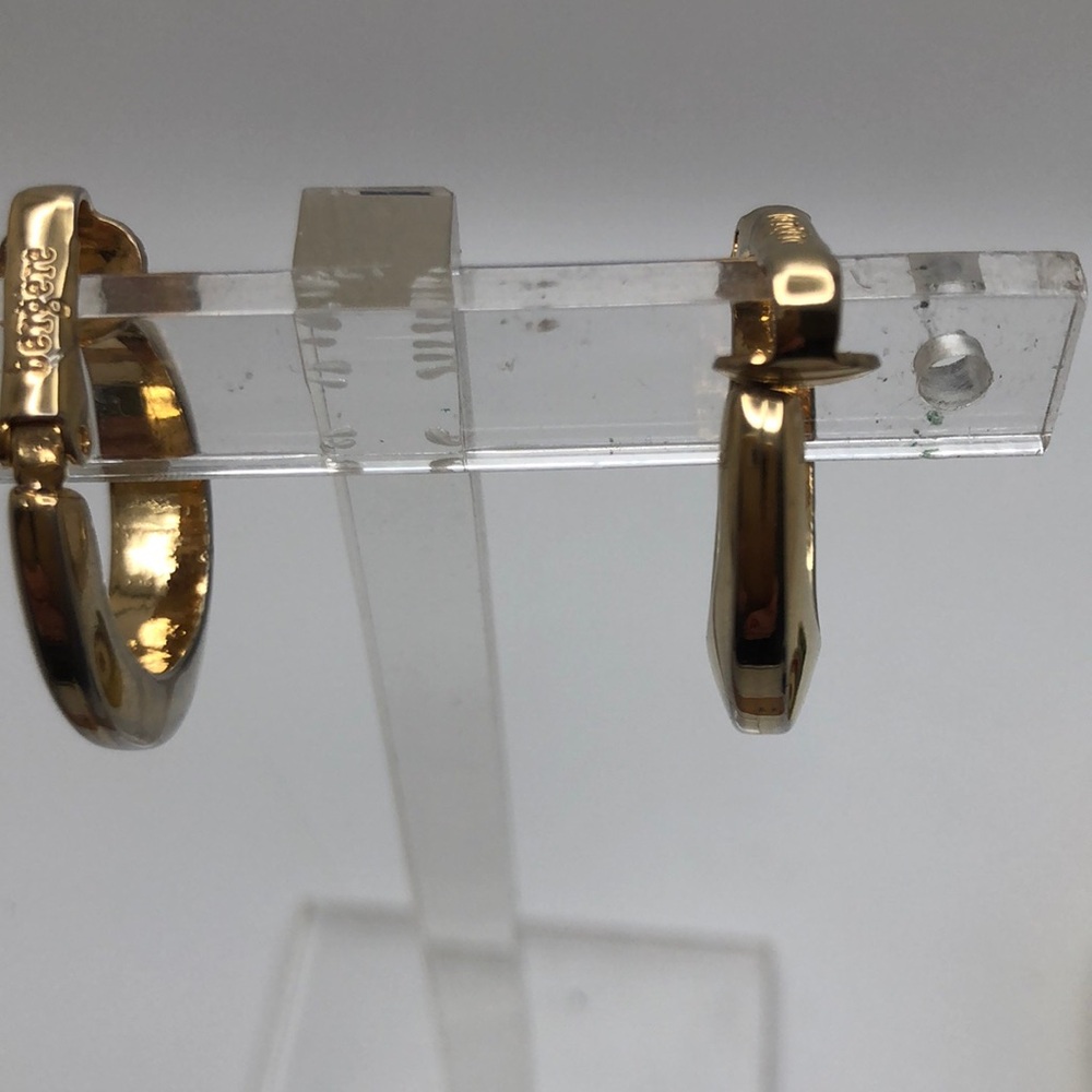 BERGERE Vintage Gold Tone Hoop Earrings, Signed Bergere Clip On Earrings 23mm - Picture 2 of 9